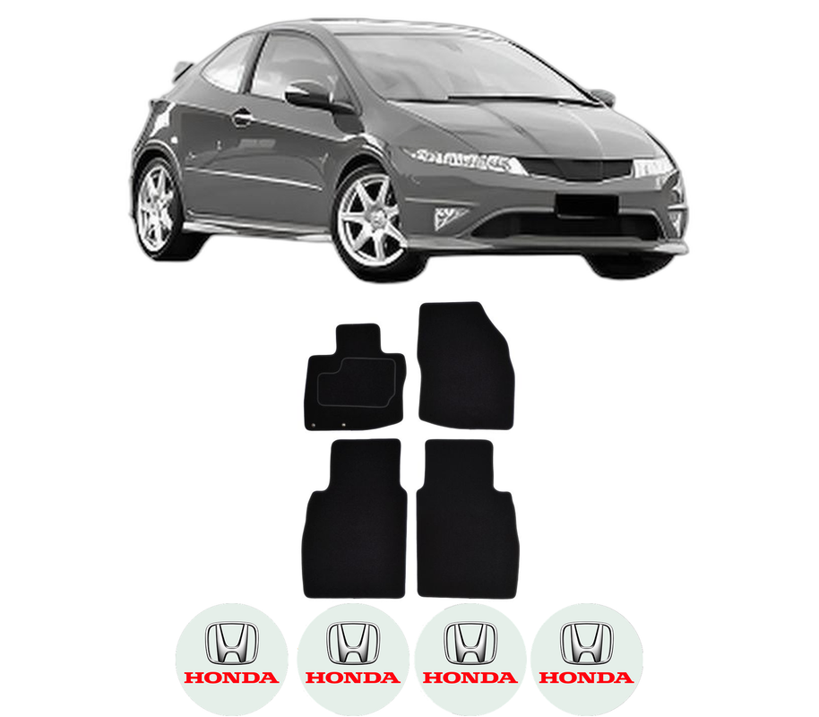 Set Covorase Presuri HONDA CIVIC VIII Hatchback (FN, FK) din 2005-2012, Auto, Material Textil Mocheta, 4 Stickere auto cu HONDA