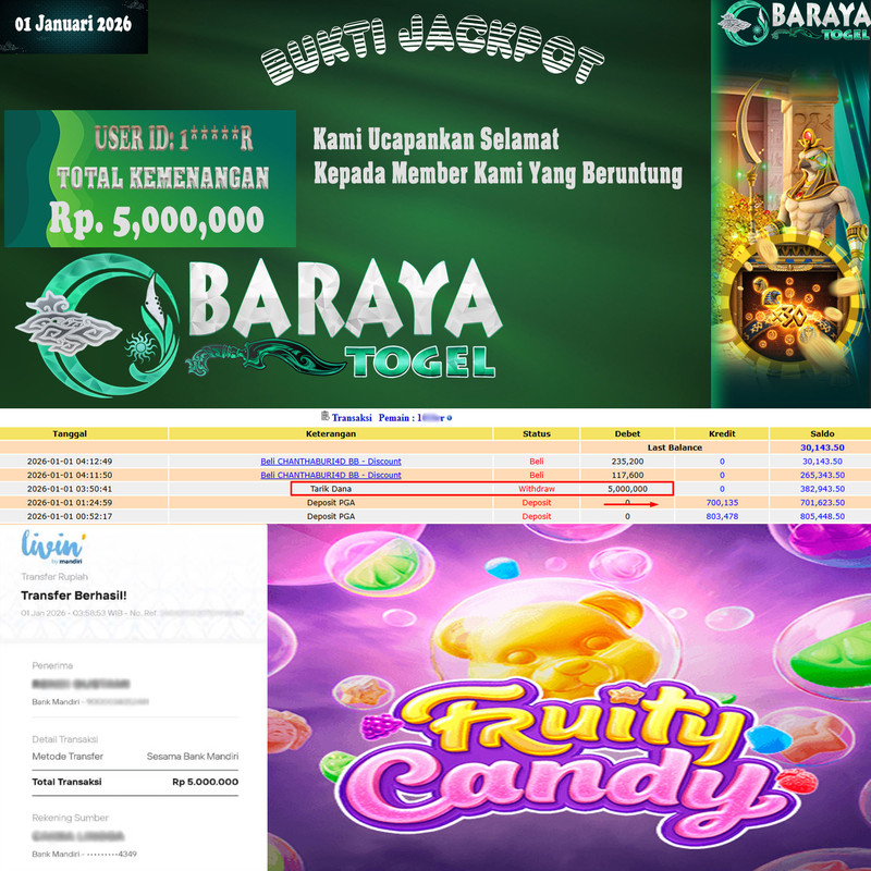 Rp. 5.000.000.- WD LUNAS DI BARAYATOGEL