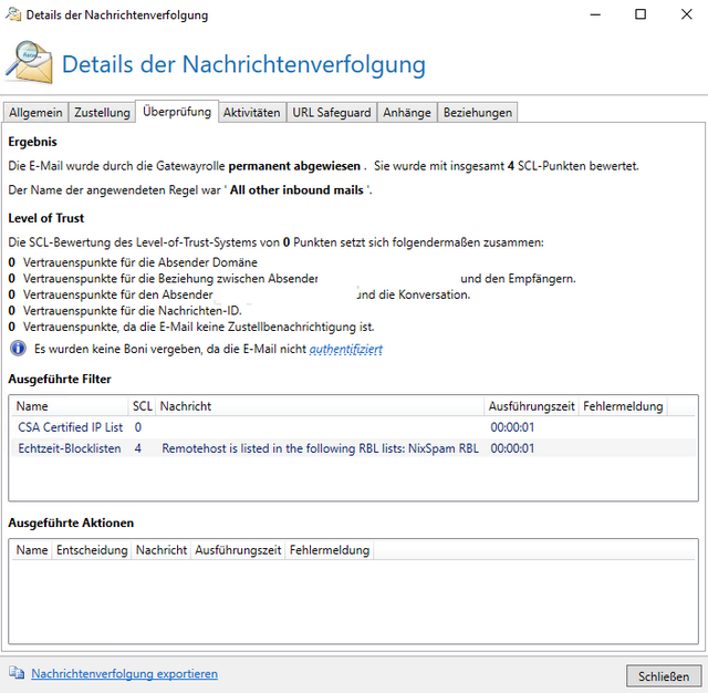 Einstufung in NoSpamProxy