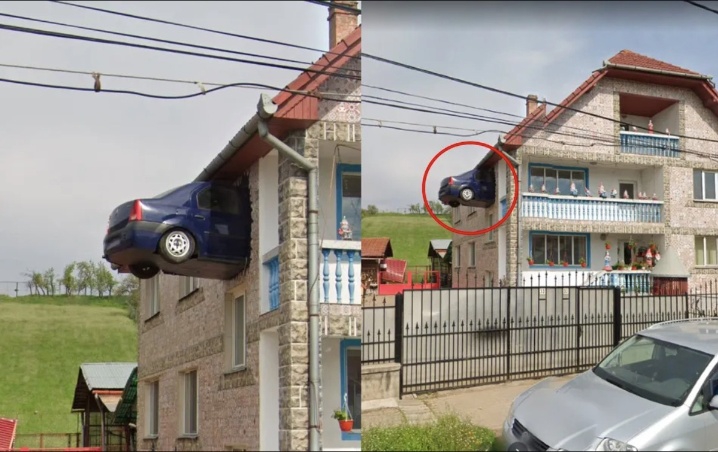 Google Maps revela auto estrellado contra segundo piso de una casa ¿Es real?