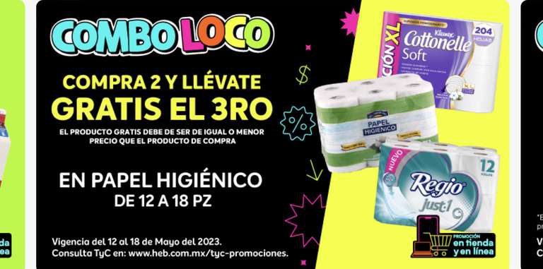 HEB - Papel higiénico al 3x2. En tienda y en línea. 
