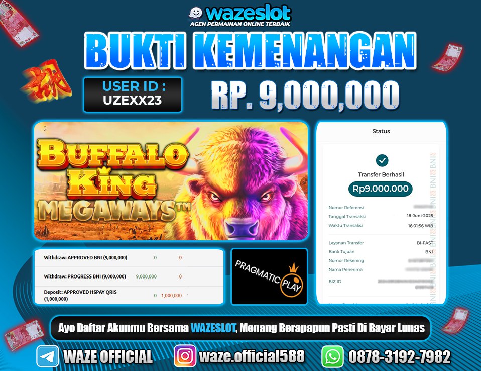 BUKTI KEMENANGAN 18 JUNI 2025 DI GAME BUFFALO KING MEGAWAYS