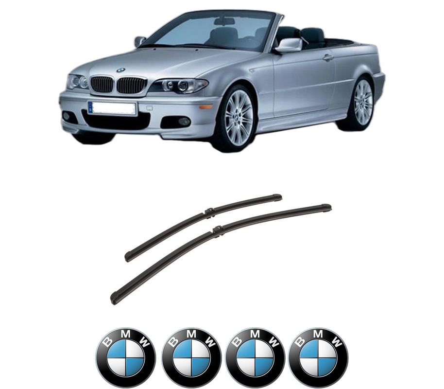 Set stergatoare auto BMW Seria 3 Convertible (E93) din 2006-2013, pentru parbriz auto, 2 bucati, Bosch Aerotwin, din cauciuc siliconat rezistent, 4 Stickere Auto BMW Seria
