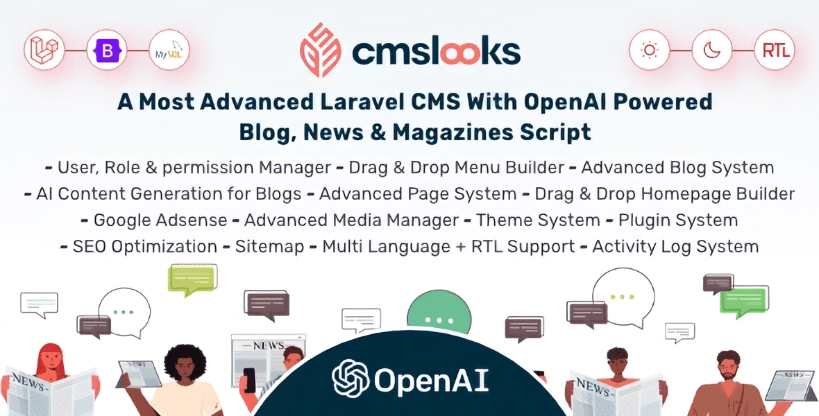 CMSLooks – Laravel CMS With OpenAI Powered Blog, News & Magazines Script