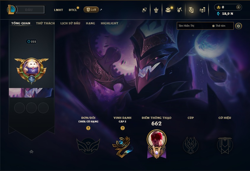 Acc LMHT # - Không Khung