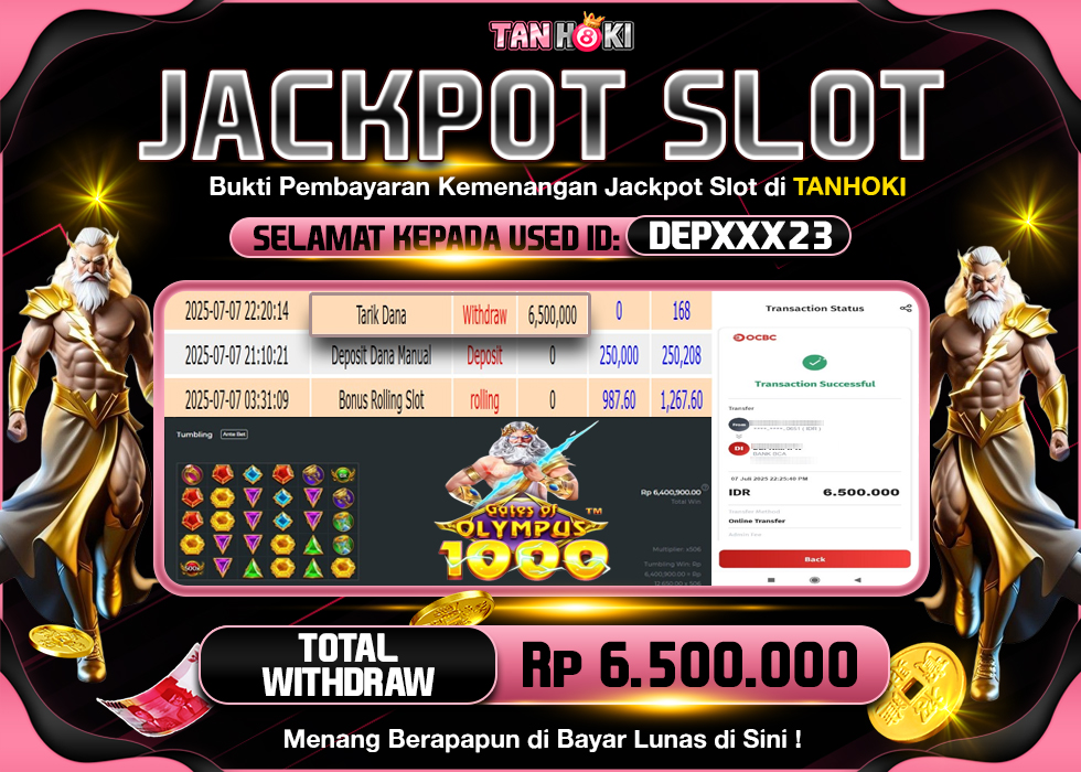 TANHOKI JACKPOT SLOT GATES OF OLYMPUS 1000 Rp.6.500.000,- LUNAS