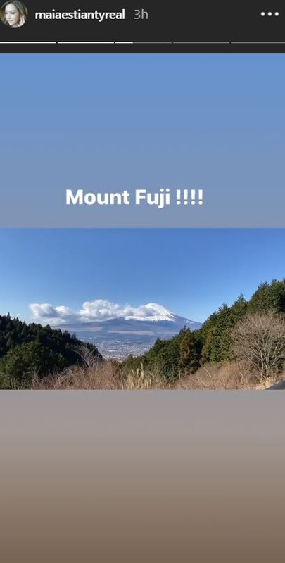 Maia Estianty dan Irwan Mussry melihat pemandangan Gunung Fuji