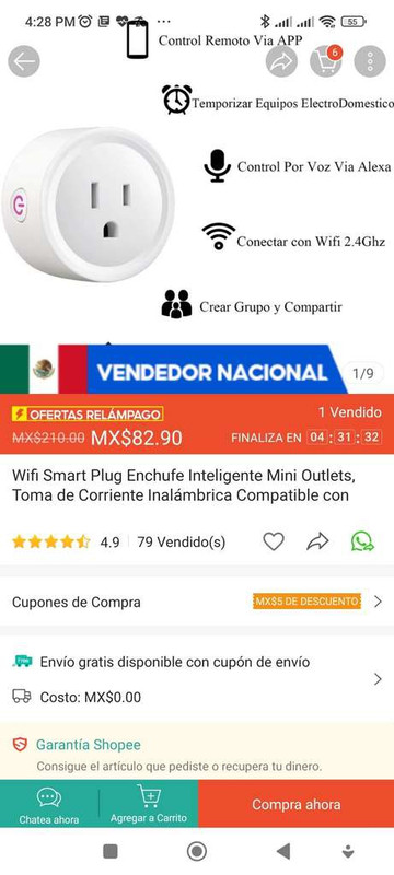 Shopee: Enchufe inteligente wifi 