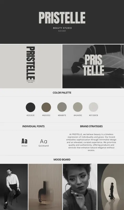 Beige Grey Elegant Aesthetic Minimal Brand Board PRISTELLE