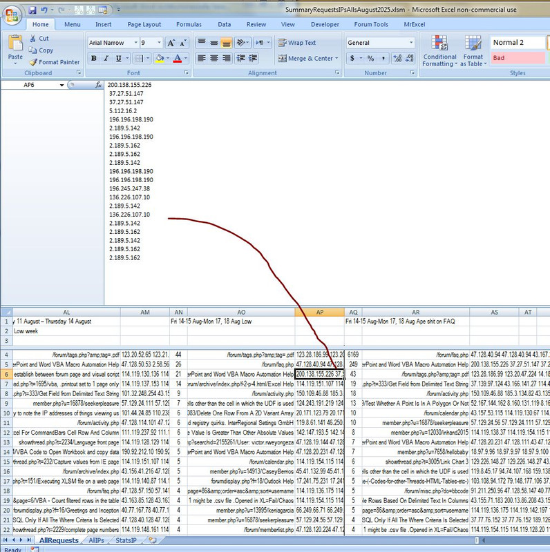 IP addresses in third column
