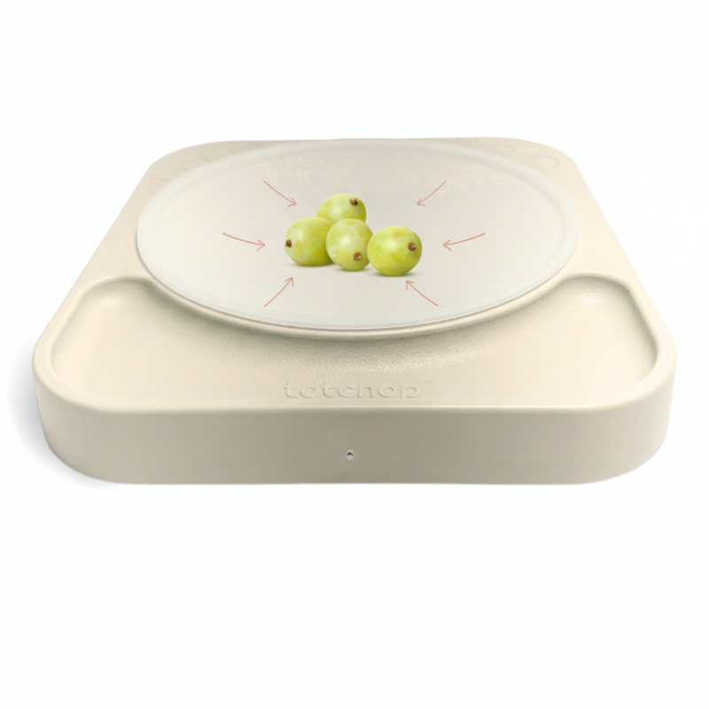 Holstead cutting board with non-slip silicone feet and concave center