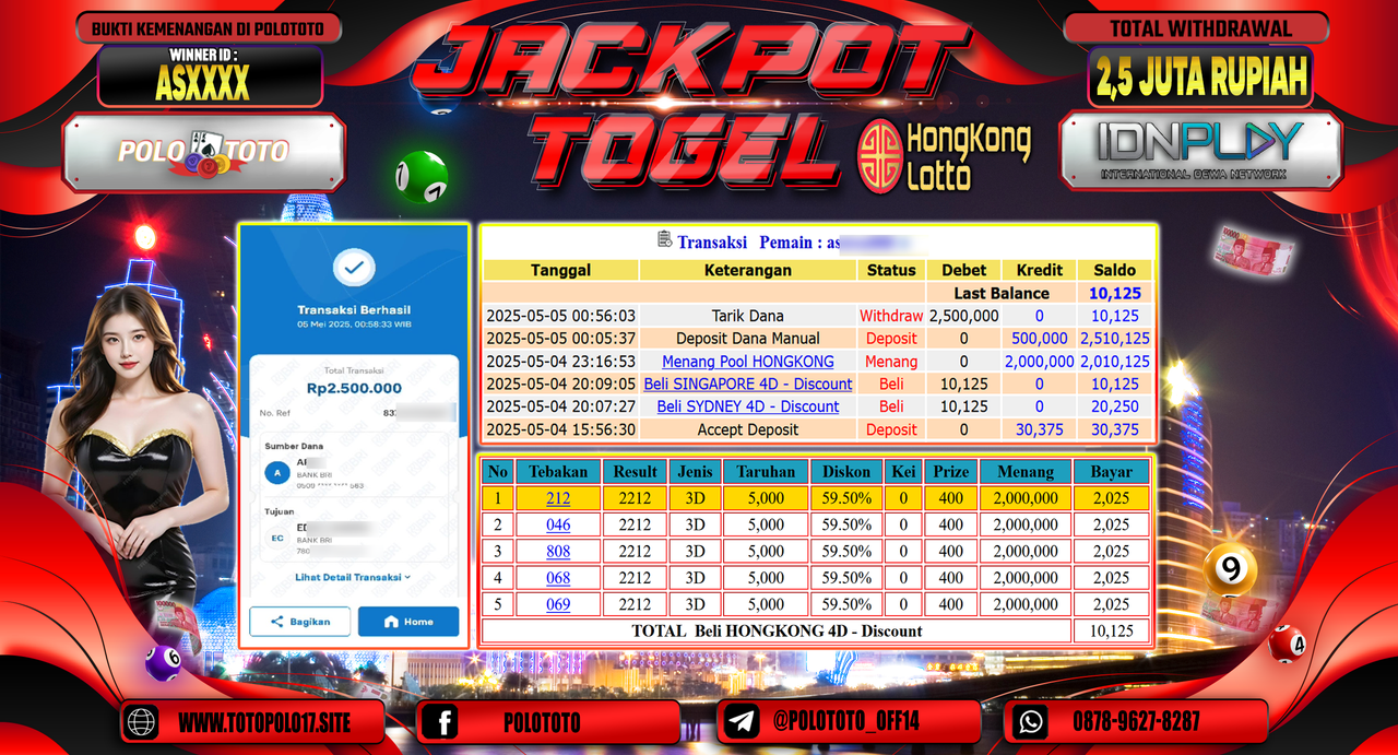 POLOTOTO JACKPOT TOGEL HONGKONG LOTTO Rp.2.500.000,-