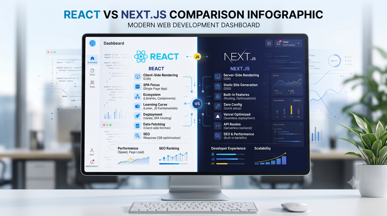 React vs Next.js for Business Websites: Which Saves More Development Cost in 2026? | AbuQitmirLabs