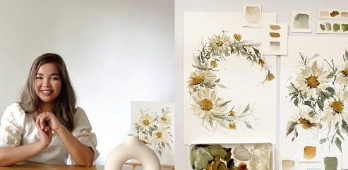 Daisy Watercolor Class (How to Paint Daisy in Loose Watercolor Style)