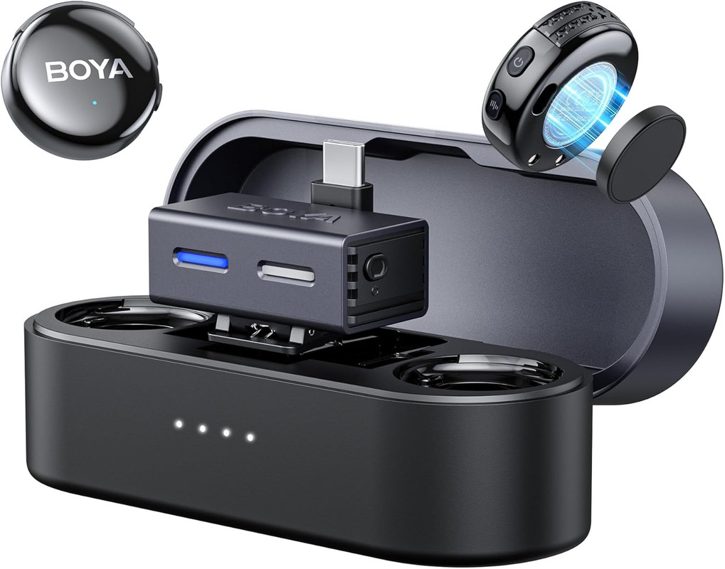 ميكروفون BOYA BOYALINK 3 اللاسلكي - ذكاء اصطناعي - حجم زر - عالي الجودة - أسود