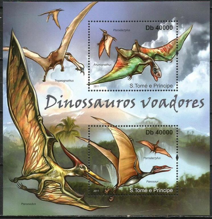 san tome i prinsipi vymershie jashchery letajushchie dinozavry pterodaktil pteranodon 2011 blok