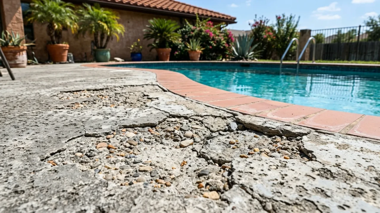 Spalling concrete pool deck resurfacing San Antonio TX