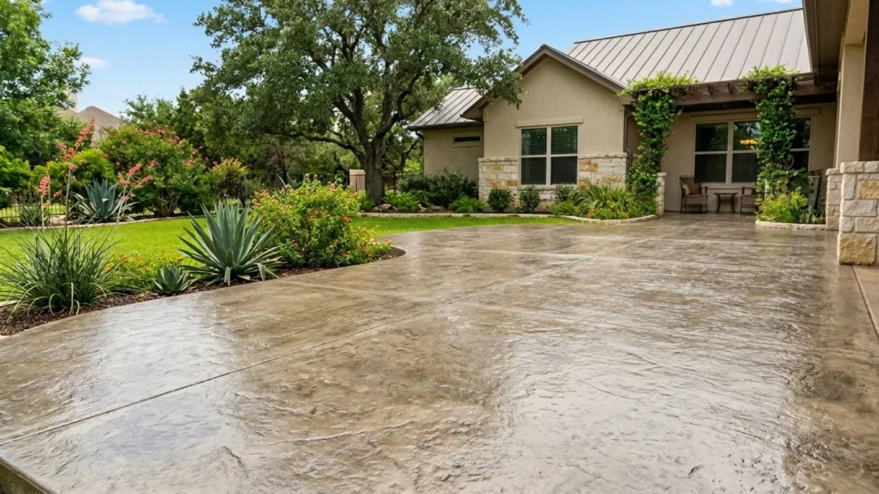 Sealing concrete patio extension San Antonio unified finish