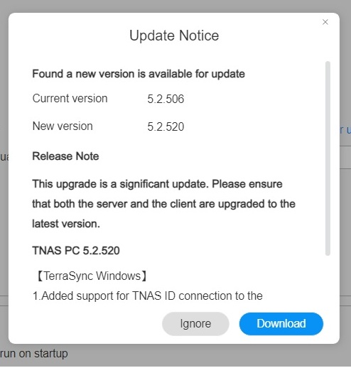 TNAS PC update