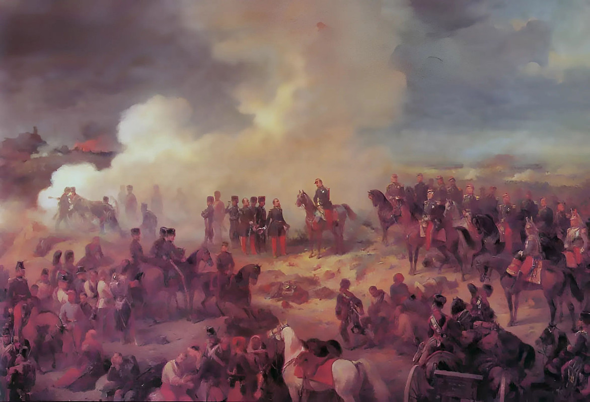 Franco austriaca Solferino Napoleon III rodeado por su estado mayor en la batalla de Solferino