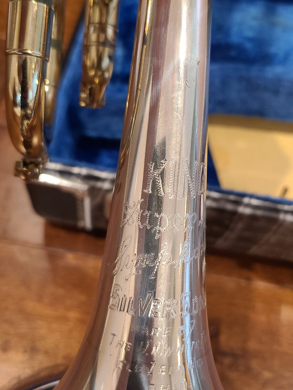 King 1965 Super 20 Silvertone Trumpet DB sn 414124 (10)