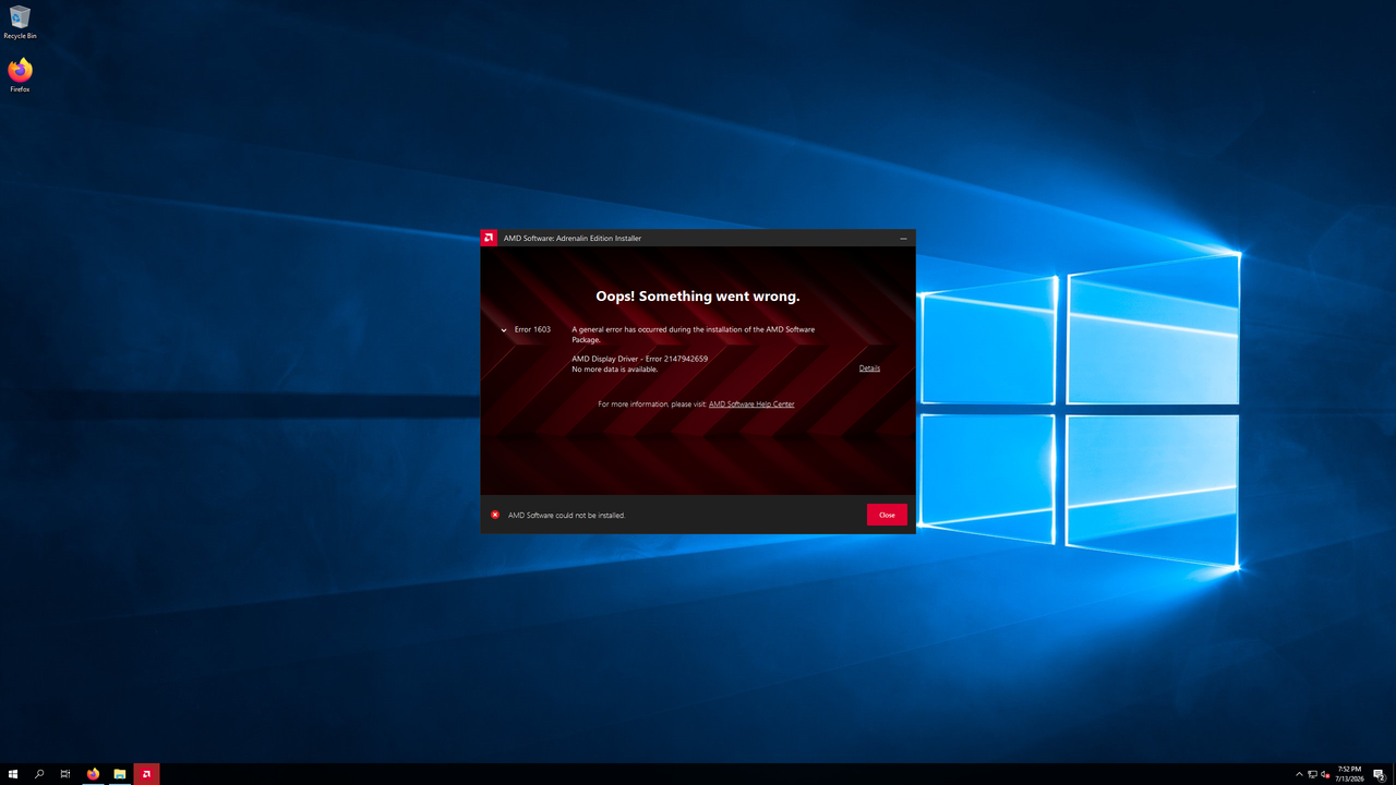 vga driver fail