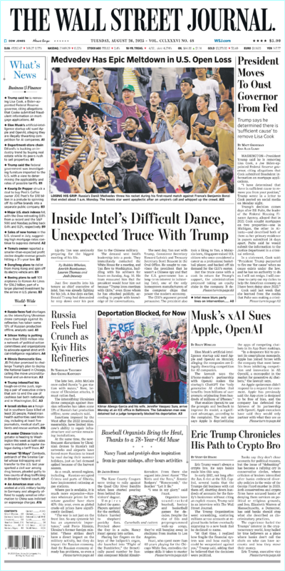 The Wall Street Journal August 26.2025 (Beverly Kaye)