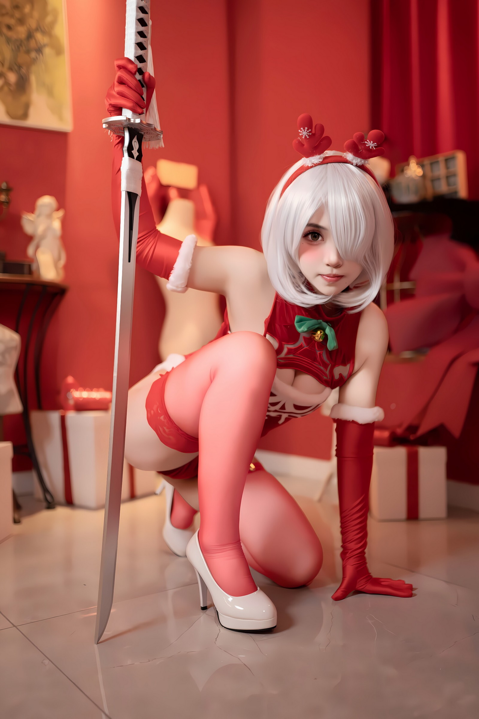 Bangni邦尼 – 圣诞尼尔 红裙御姐 Cosplay 写真集（132P-3V-966MB）插图2