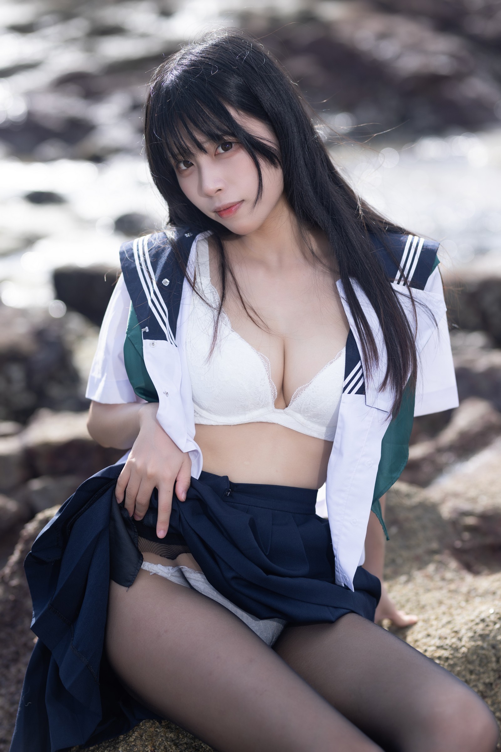 三無人型套图 × 不呆猫：水手服百合黑丝写真合集（51P／1.02G）插图5