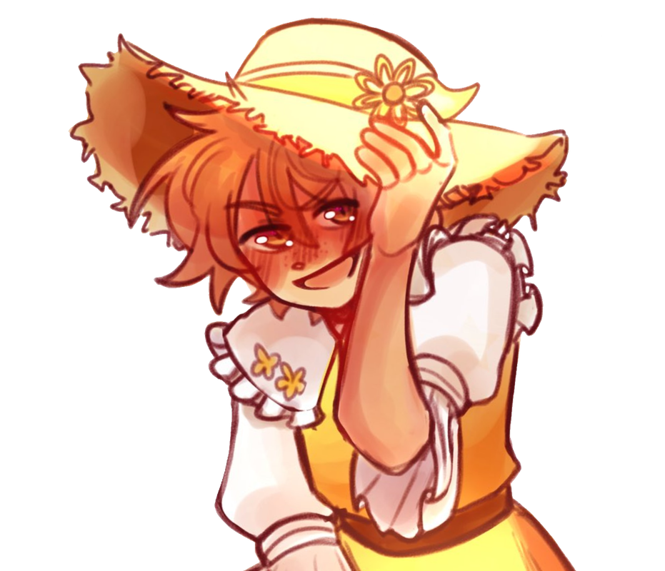 Tsukasa Tenma smiling brightly holding his straw hat || art by @ZGatoToon