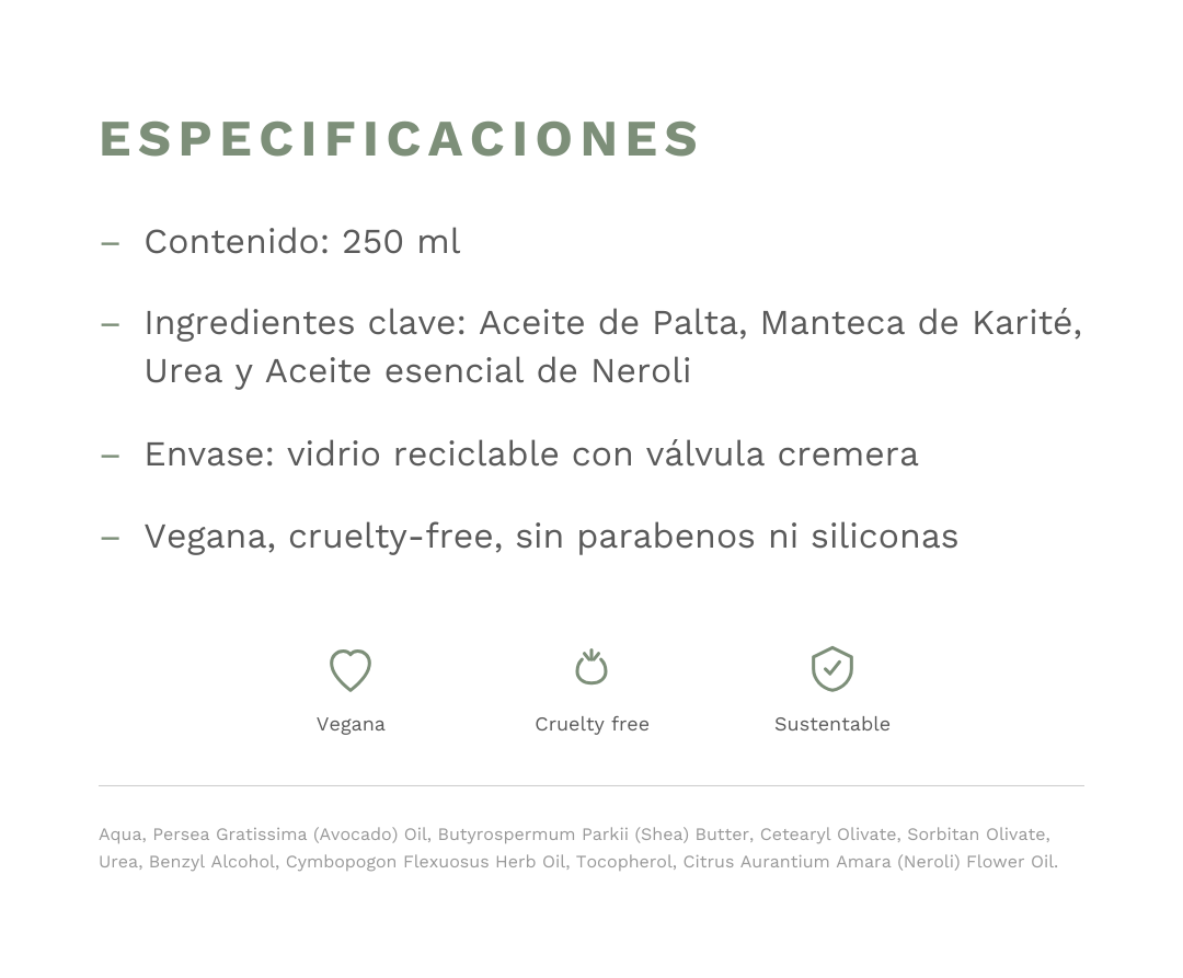 Especificaciones &mdash; Crema Corporal Neroli