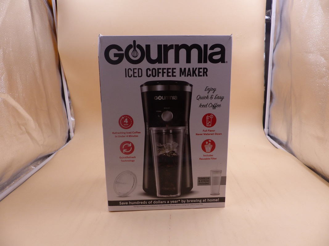 GOURMIA GCM3210BK ICED COFFEE MAKER W/ BREW-STRENGTH CONTROL TUMBLER & SCOOP