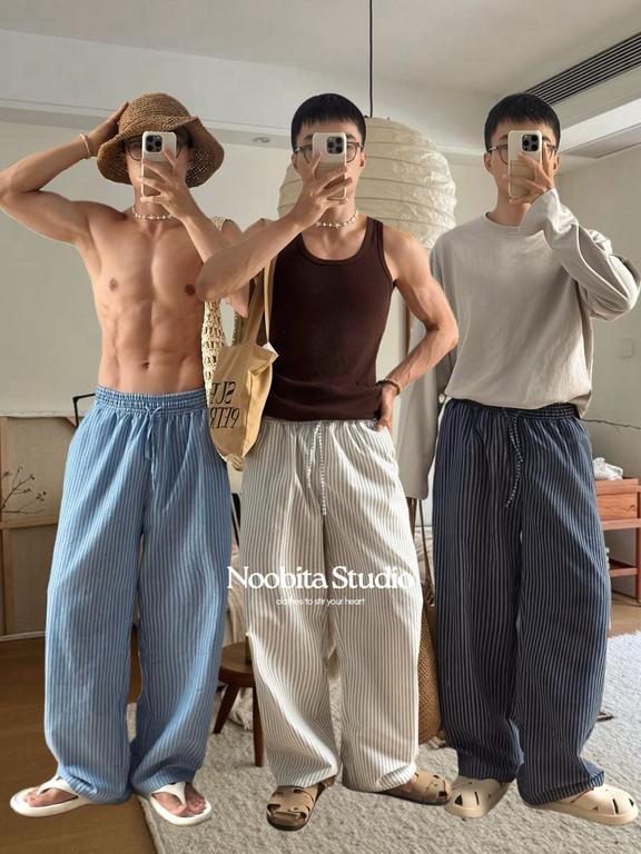 NOOBITA - Quần dài lưng chun kẻ sọc 8382
