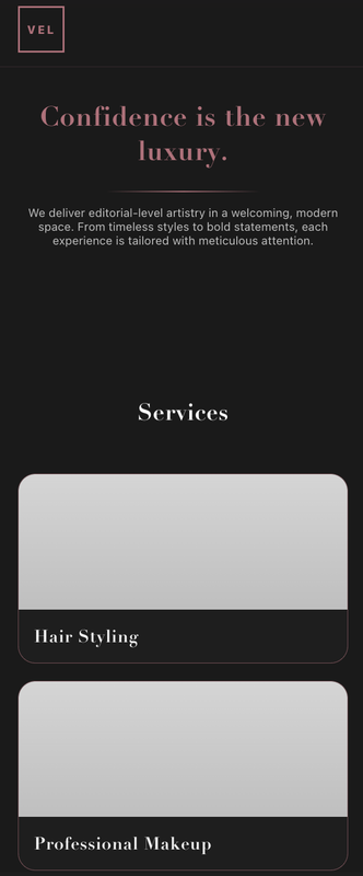 Velour Beauty House mobile view