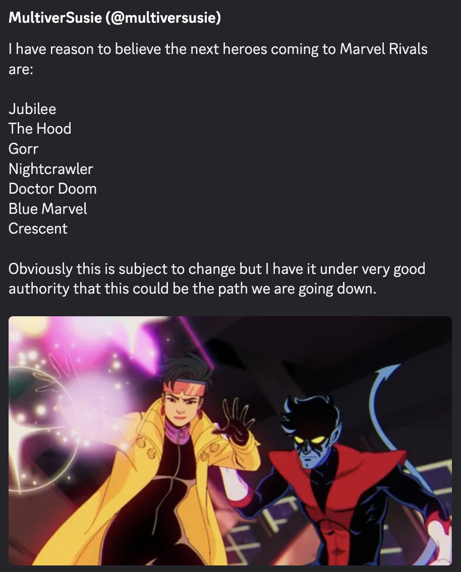 LEAK/RUMOR | Marvel Rivals: Jubilee (Support) and The Hood (Tank ...