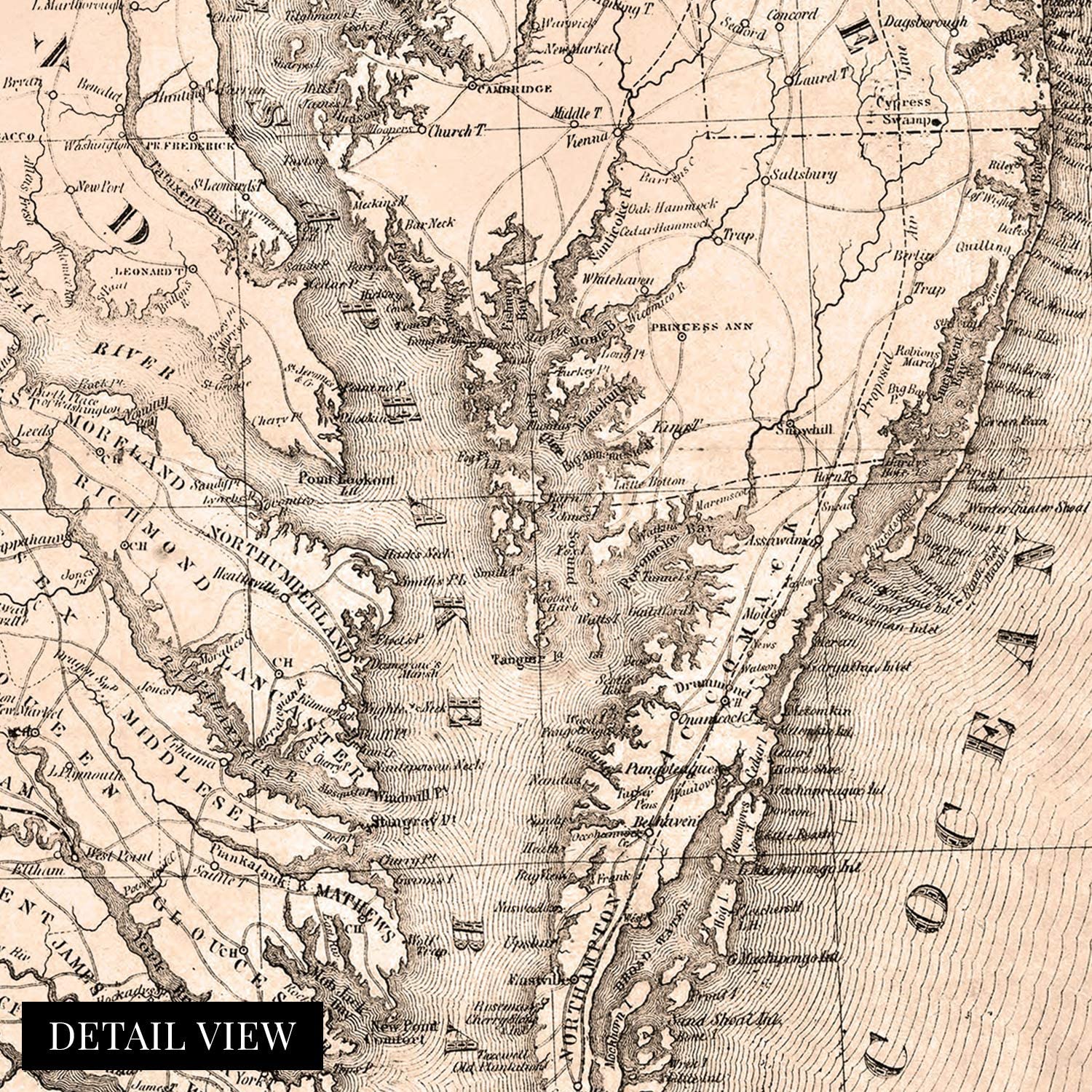 1862 Map of Virginia - Vintage State of Virginia USA Wall Art Poster Print - Picture 13 of 25