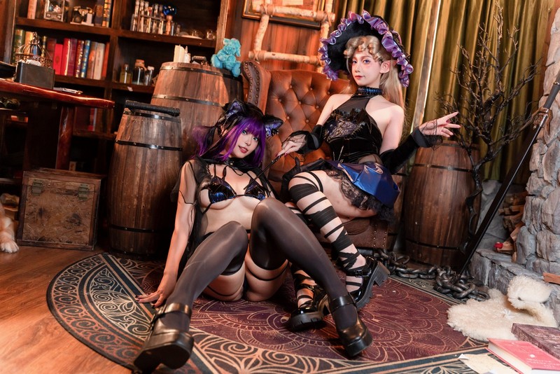 小和甜酒 & 橙风千雅 魔女猫咪 Cosplay 高清双人写真 [118P-751.6M]插图5