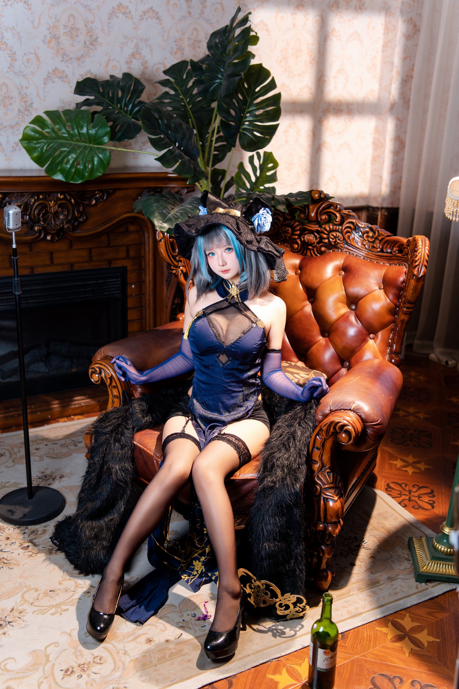 喜欢爱理吗COS二次元写真：柴郡旗袍高清图集（36P-453.8M）插图2