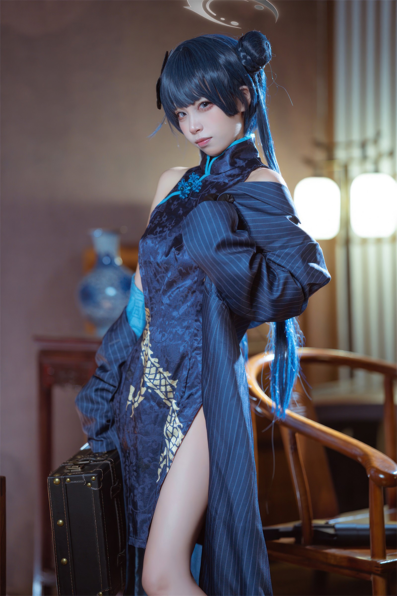 三無人型 COS 二次元：蔚蓝档案龙华妃咲旗袍写真（42P／407M）插图9