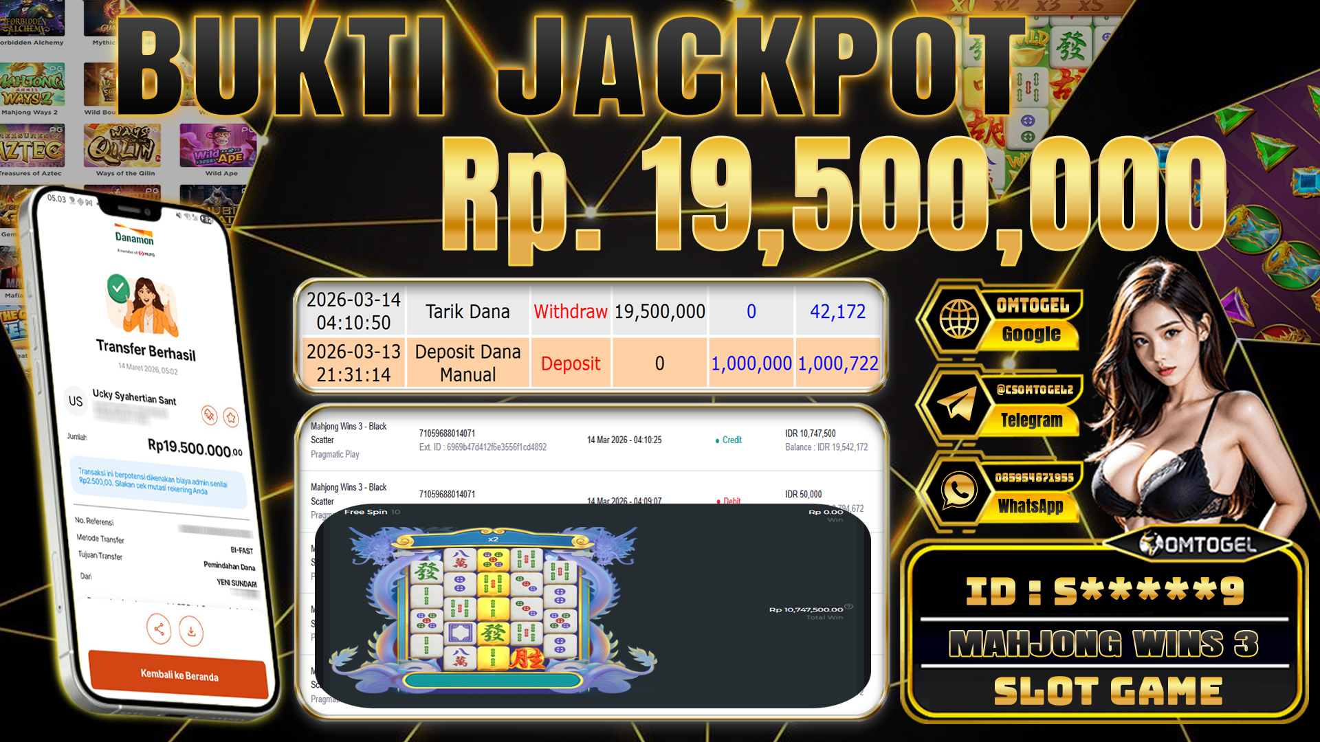 OMTOGEL JACKPOT PRAGMATIC PLAY MAHJONG WINS 3 - BLACK SCATTER, 19 JUTA DI BAYAR LUNAS ,-
