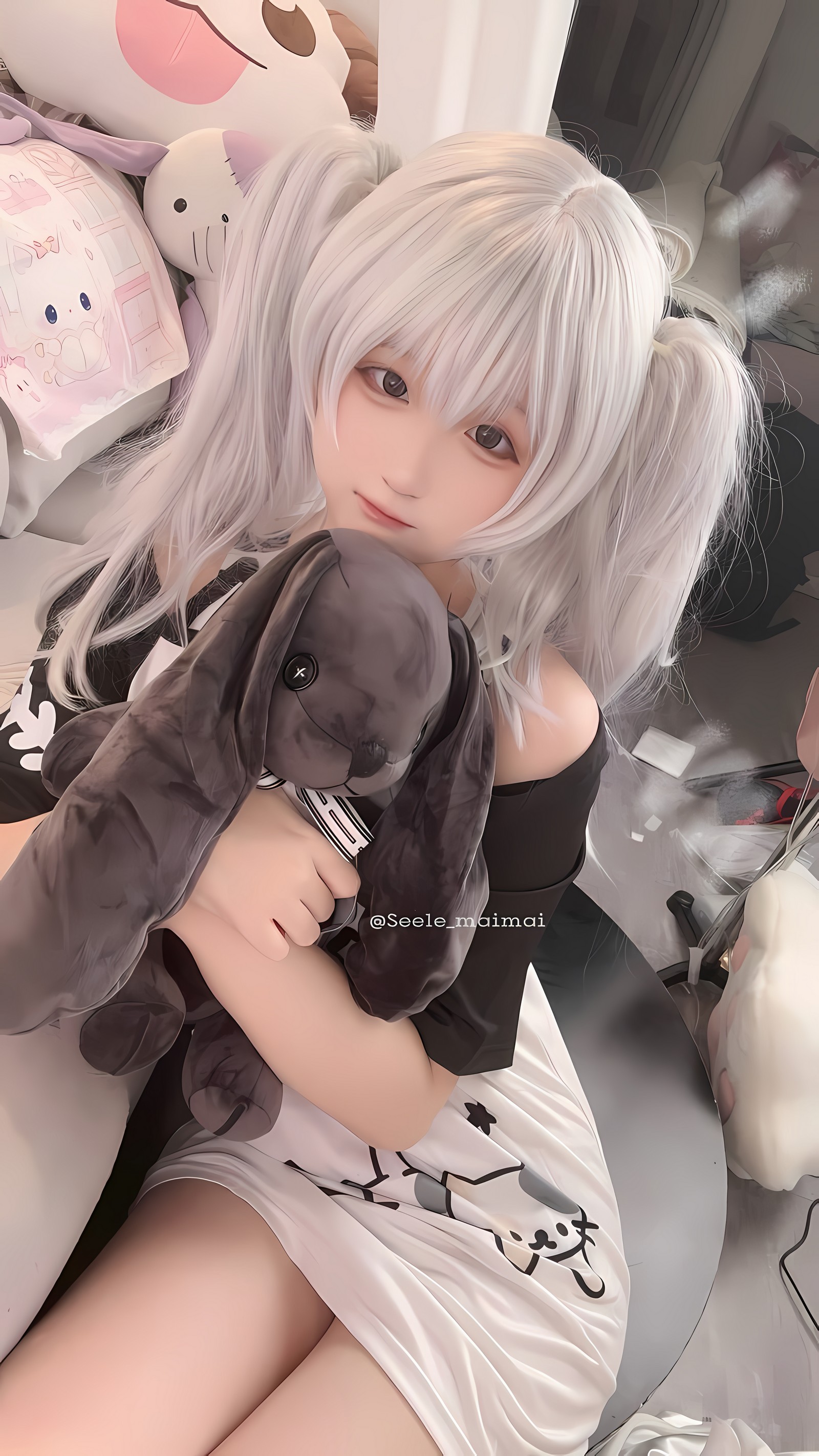 Seele麦麦白色双马尾少女写真｜甜系可爱风高清图集（16P-77M）插图2