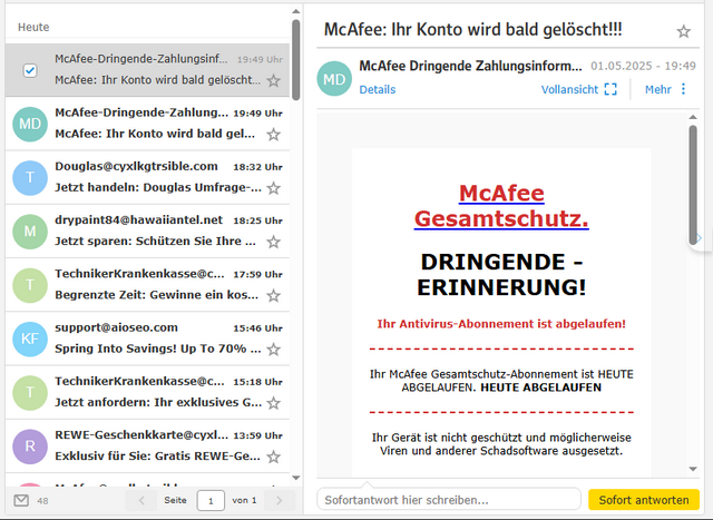Mc Afee SPAM