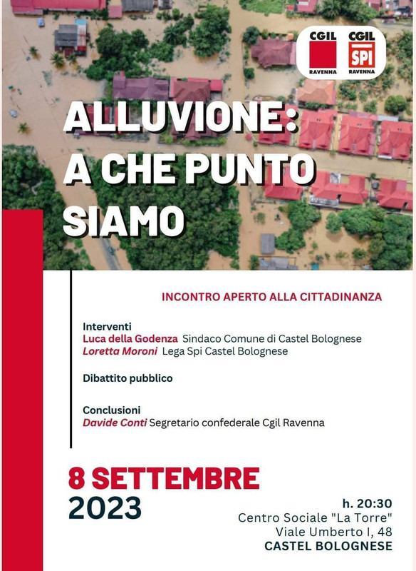 Venerdì 8 settembre incontro pubblico su “Alluvione: A che punto siamo”