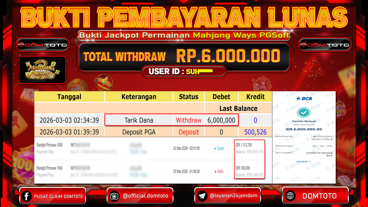 JACKPOT SLOT Mahjong Ways PGSoft 03 MARET 2026