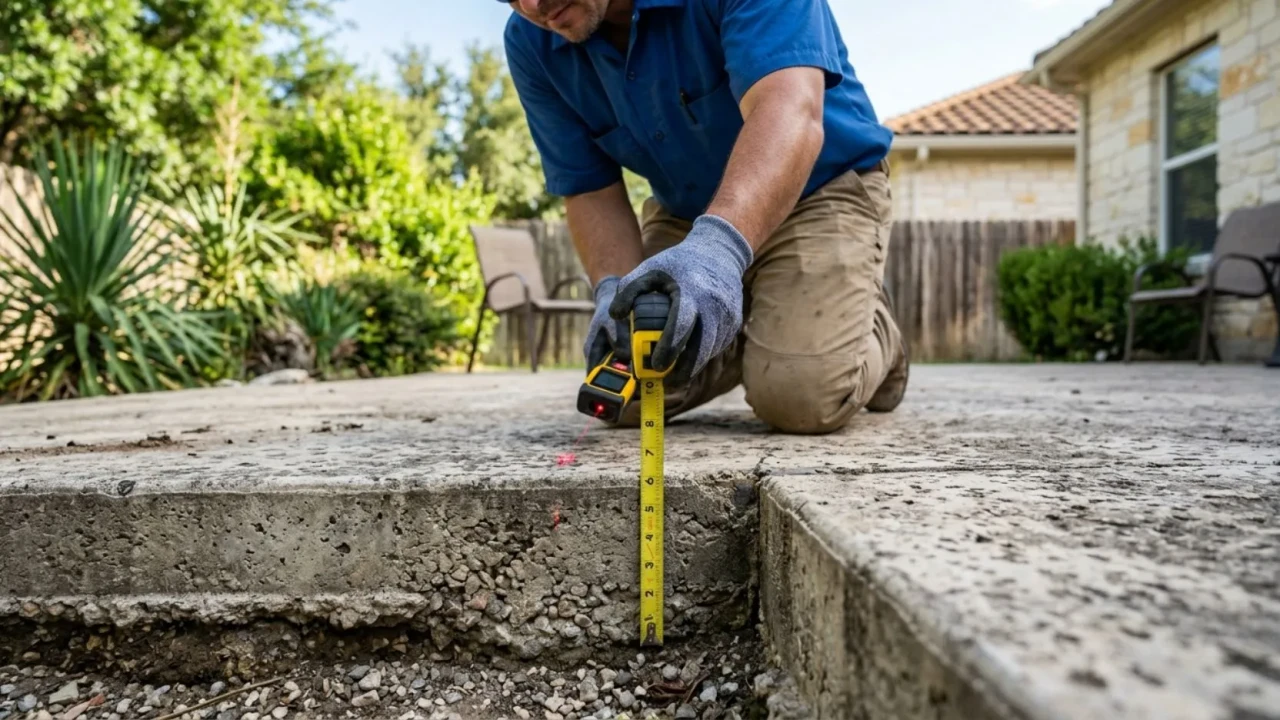 Measuring existing concrete patio slab thickness San Antonio