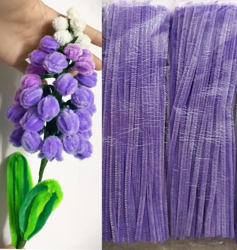 50 LimpiaPipas Chelin Gamuzado Lila para muñecos y Decoración