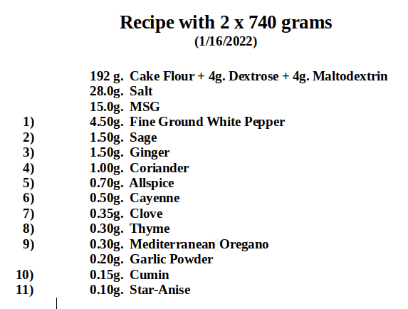 Recipe with 2 x 740 grams