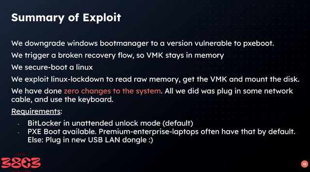 Downgrade attack on Bitlocker