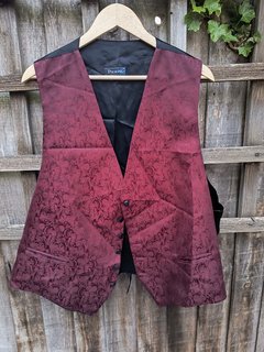 Red Patterned Waistcoat - Chest 50 Inch