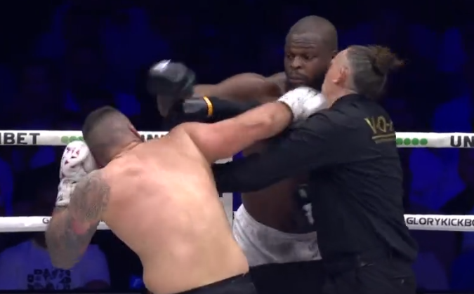 Антонио Плазибат прати рефер в нокдаун на GLORY Collision 5